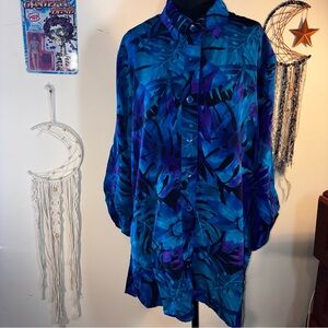 Blue Floral Women's Blouse